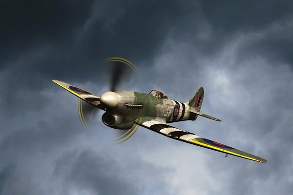 A plane in the sky against the background of clouds