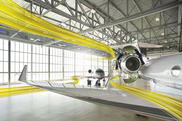 Clean and beautiful hangar for airplanes