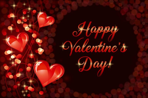 Поздравление с днём Святого Валентина с сердечками