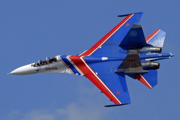 Russian Tricolor fighter in the airspace