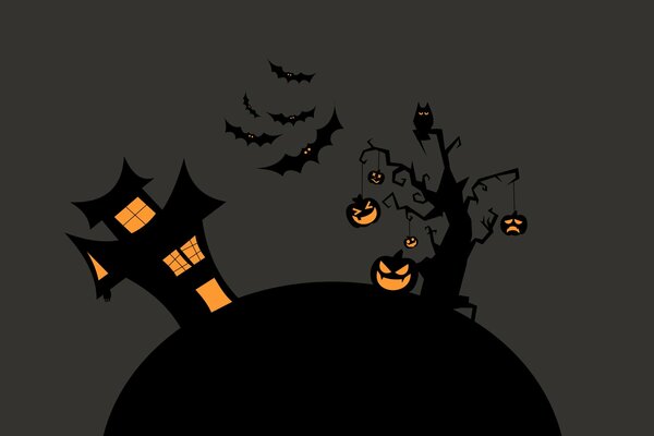Halloween-Themen-Haus mit Fledermäusen