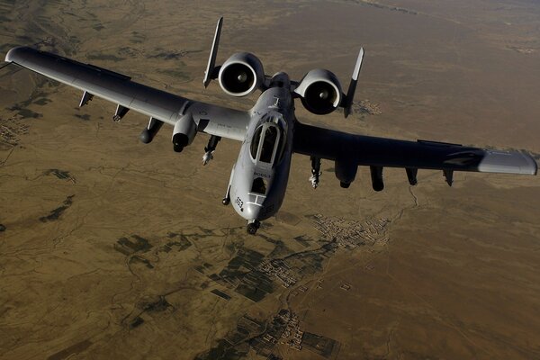 Combat aircraft hovering above the ground