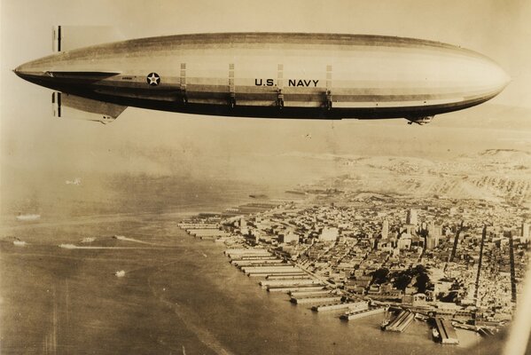 Vintage photo of an airship in the USA