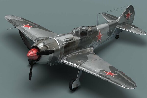 A model of the Soviet la - 7 fighter with a propeller