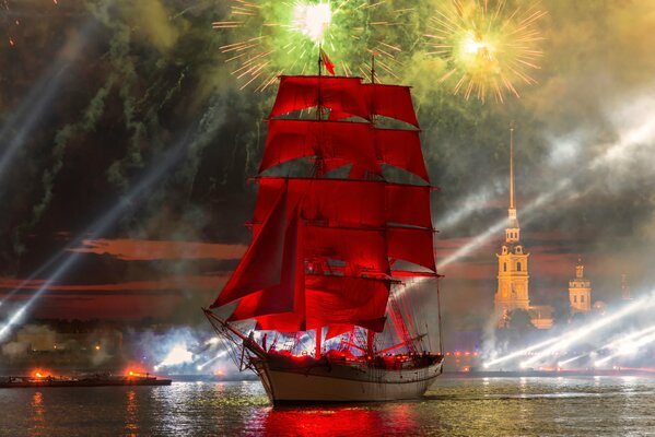 Scarlet Sails Festival at sunset