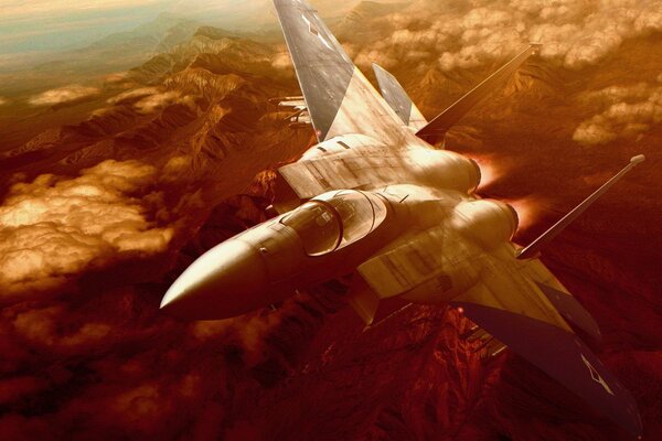 Flying a fighter plane in the Red Sky