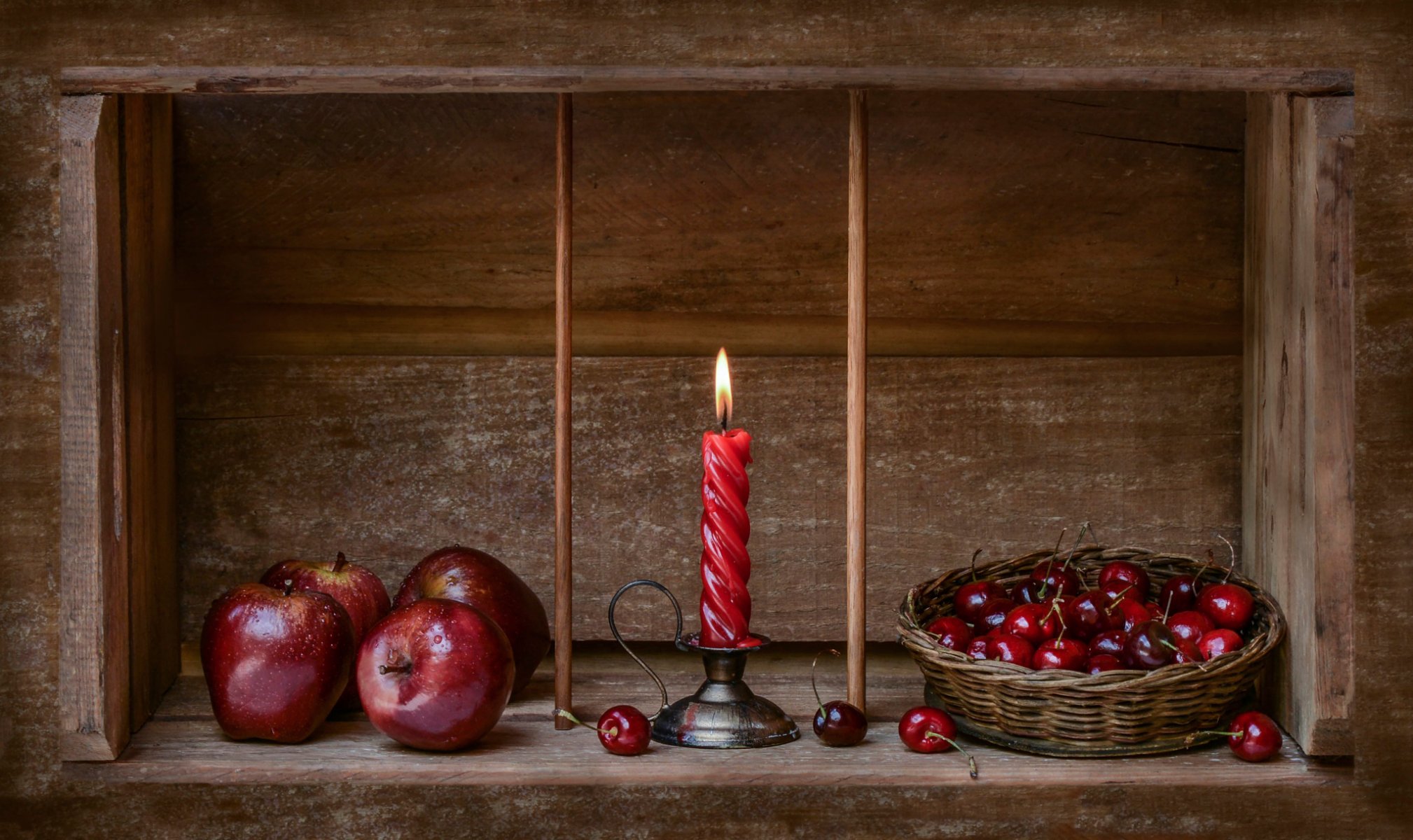 frohe weihnachten weihnachten kerze äpfel kirschen