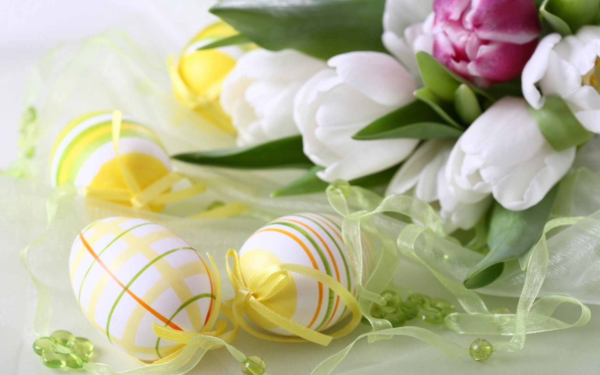 easter eggs flower ribbon tapes egg