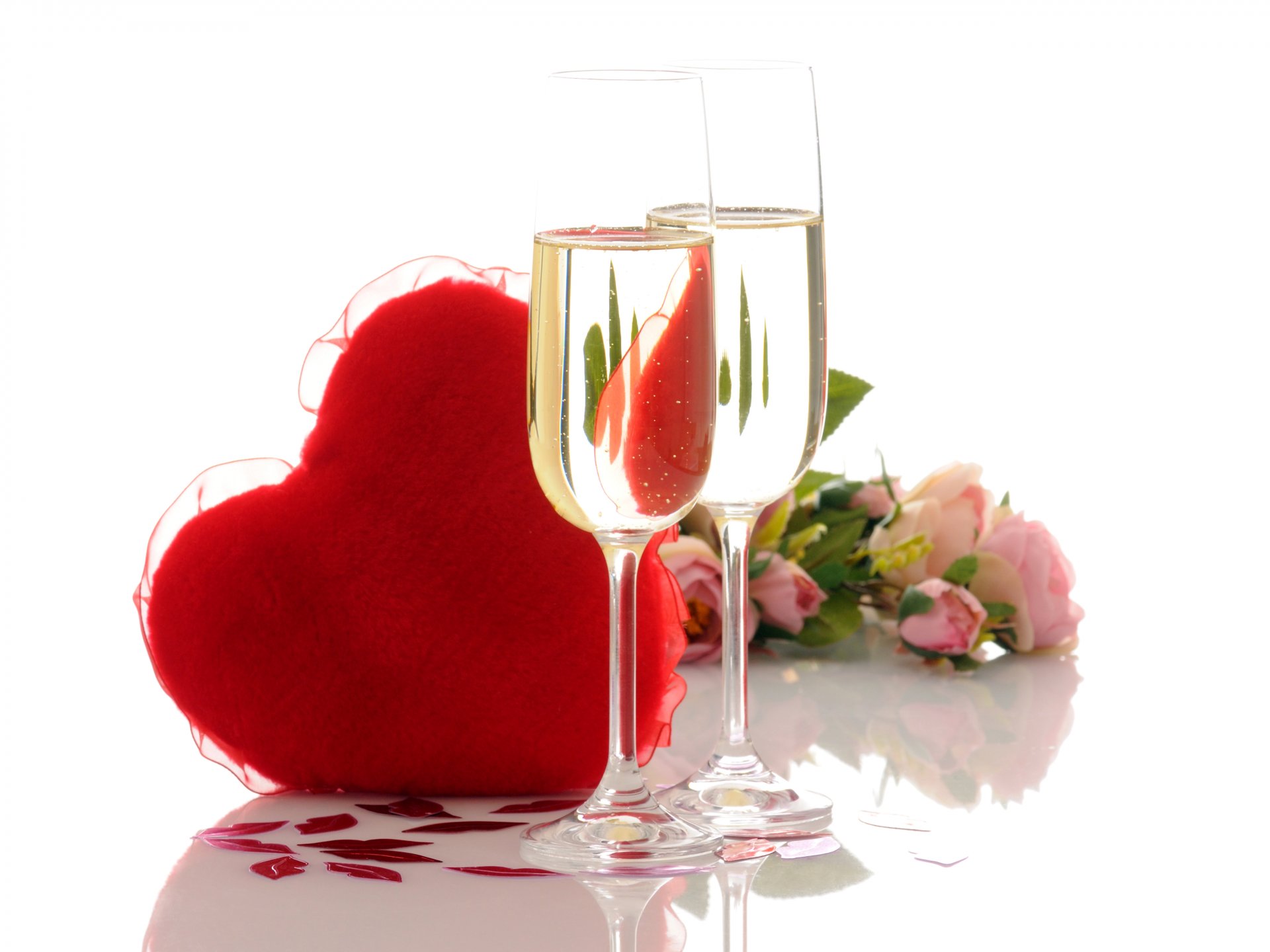 valentine s day champagne roses heart glasses miscellaneous food photo