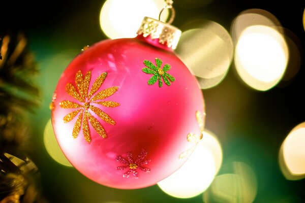 Beautiful Pink Christmas Tree Toy with yellow, red and green Sequin Flowers