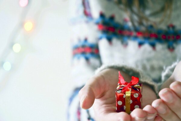 Micro cadeau dans les mains