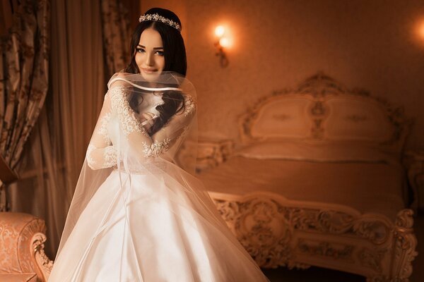 Beautiful bride in a white dress