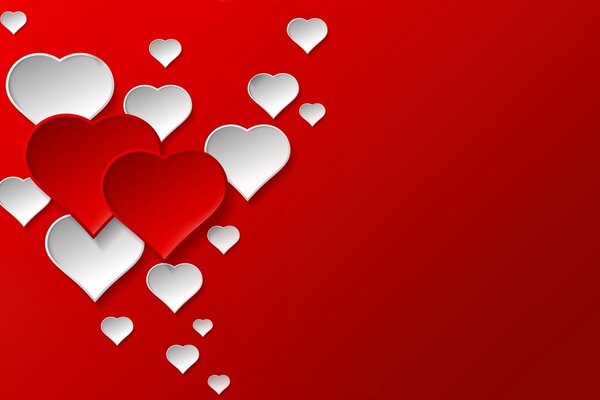 Coeur amoureux abstrait sur fond rouge
