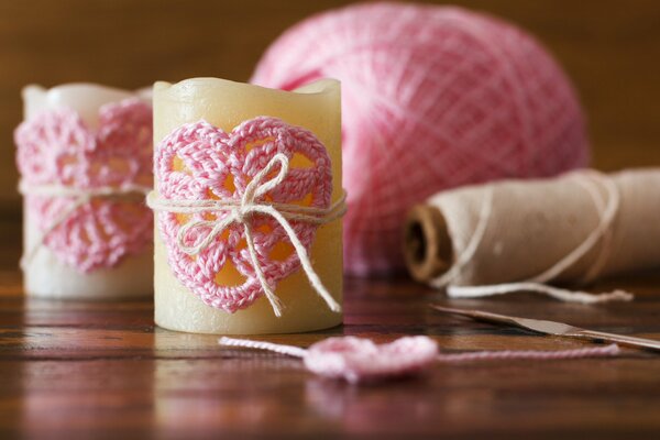 Romantic candles in a binding