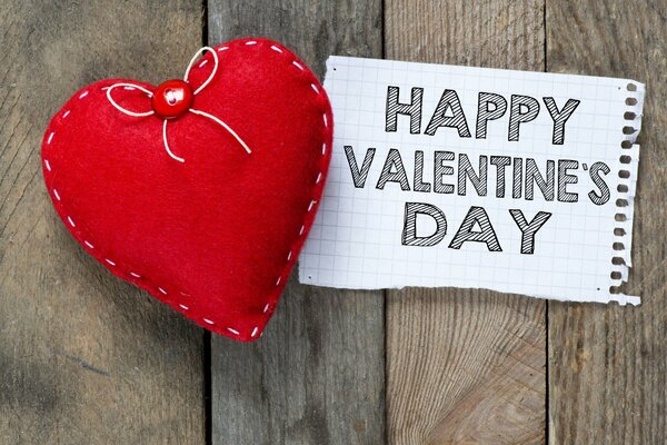 Happy Valentine s Day card heart and note