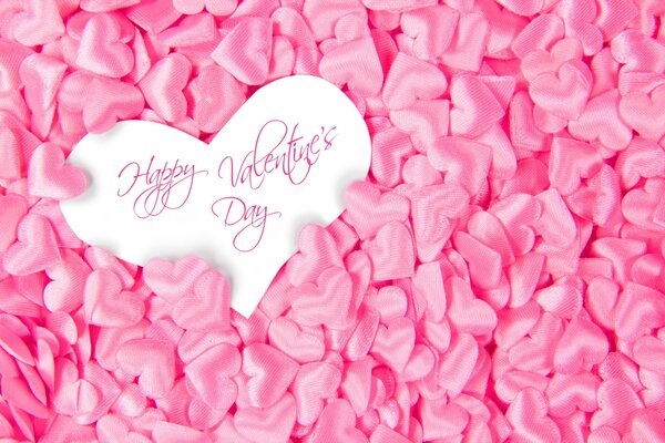 Tarjeta de San Valentín rosa con letras en Inglés