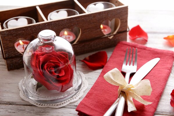 Cena romántica en el día de San Valentín