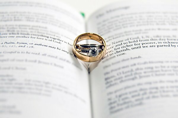 Макроснимок: свадебные кольца для влюбленных