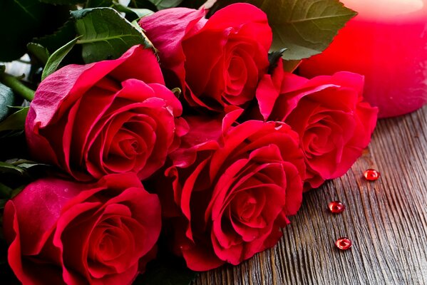 Bouquet de roses rouges closeup