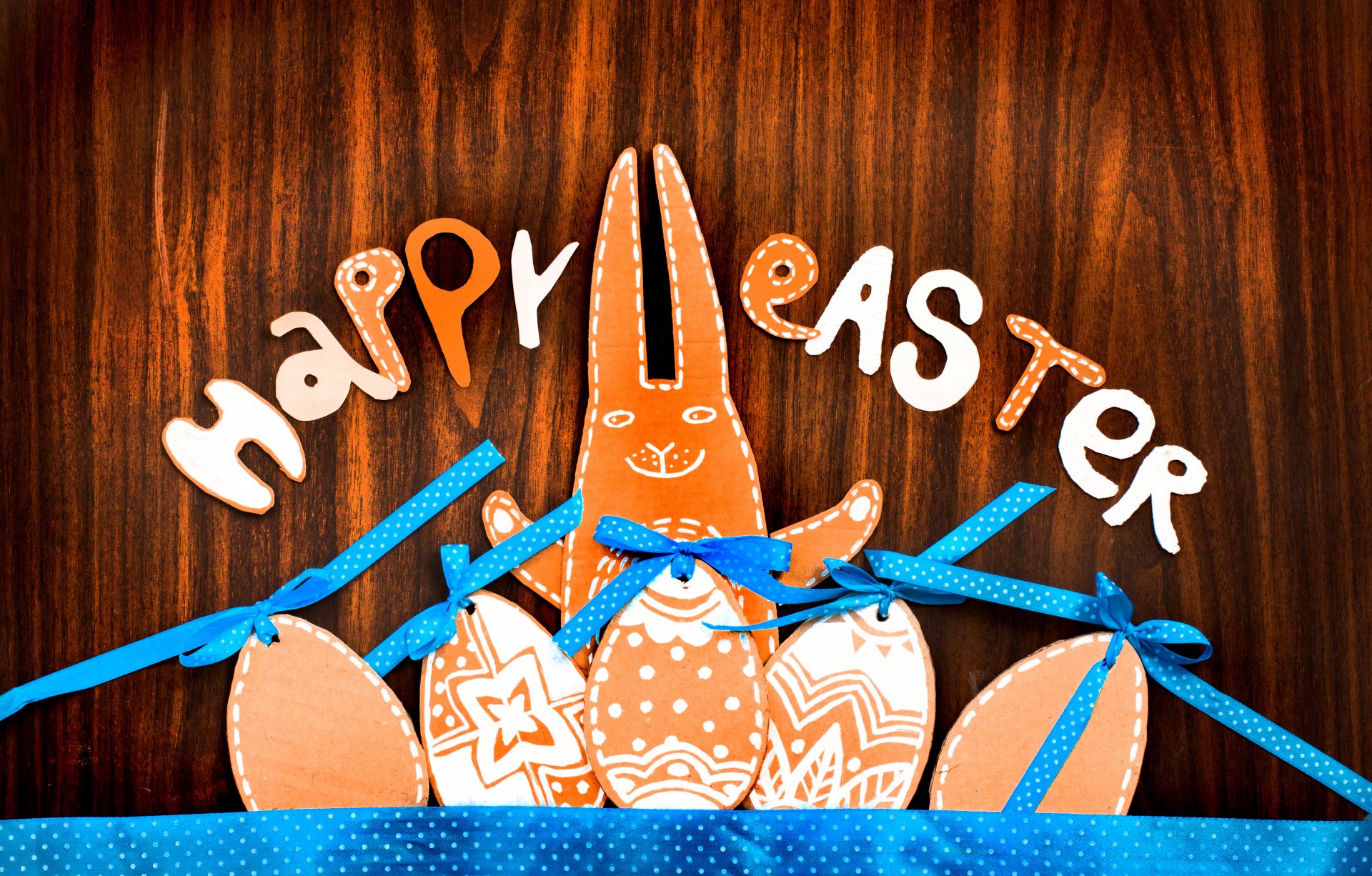 holiday easter figures eggs tapes hare tree inscription