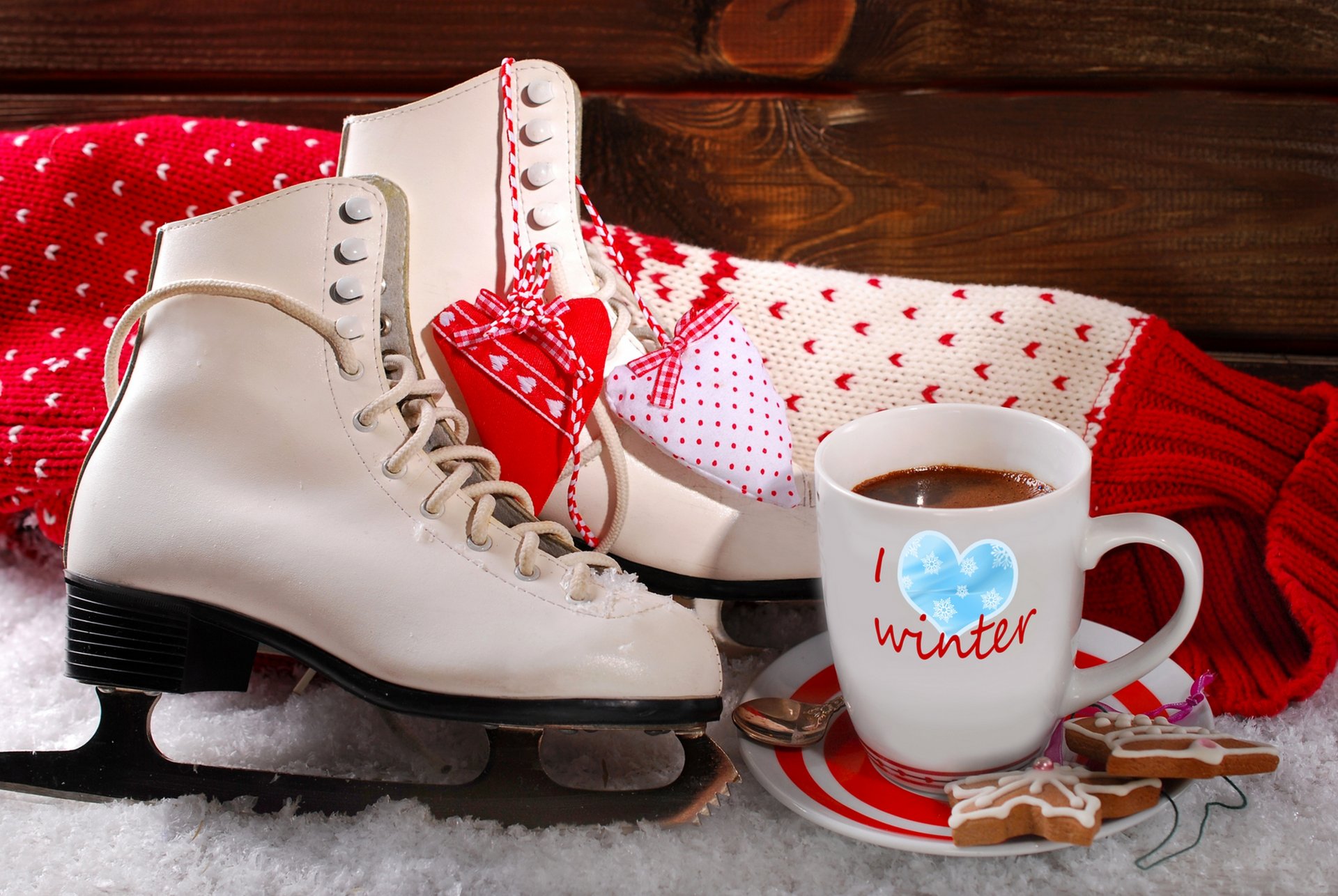 amour bonne année coeur tasse hiver neige bonbons biscuits café cacao vacances joyeux noël hiver vacances joyeux noël