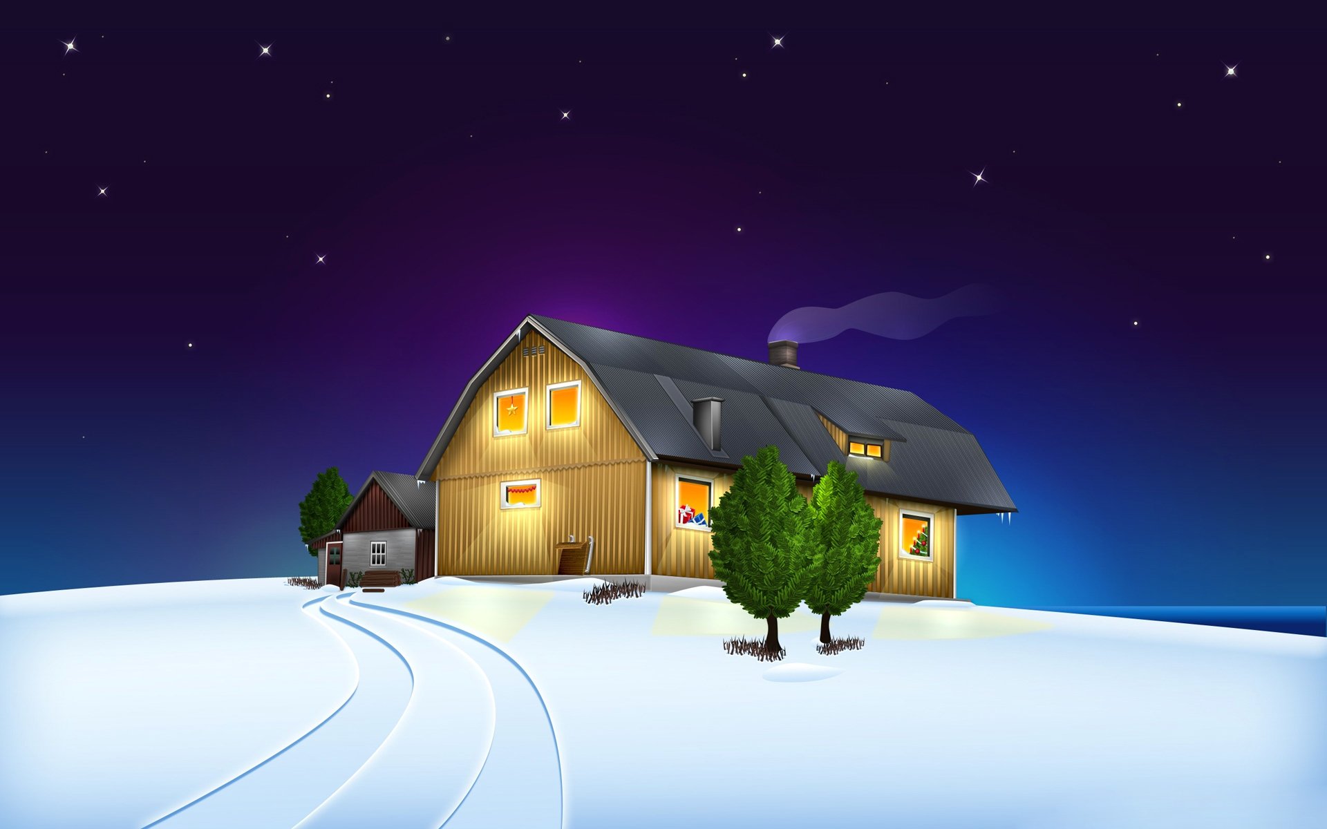 natale cielo stelle notte casa inverno neve paesaggio