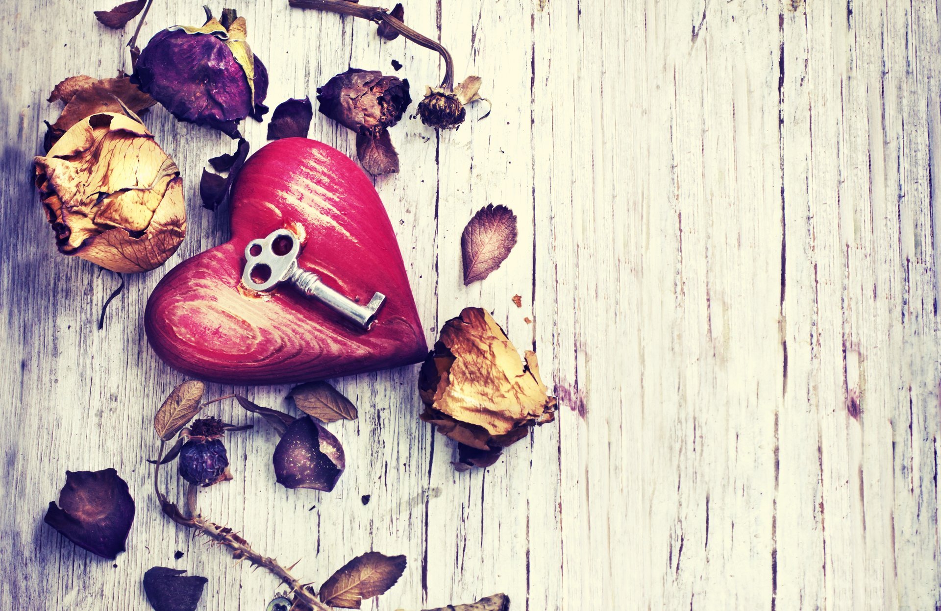 heart rose petals key