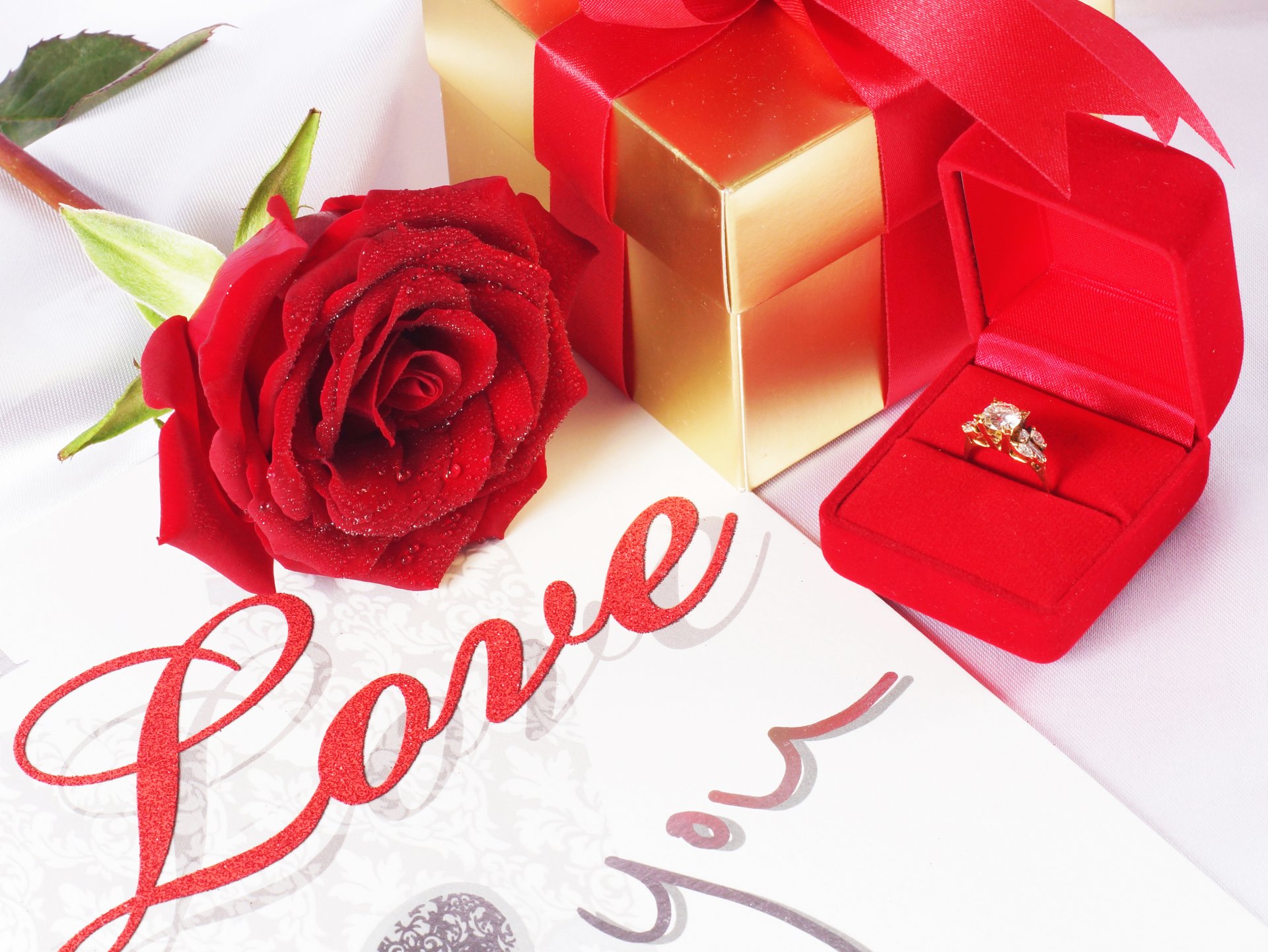 wedding wedding rings wedding ring red rose present drops love