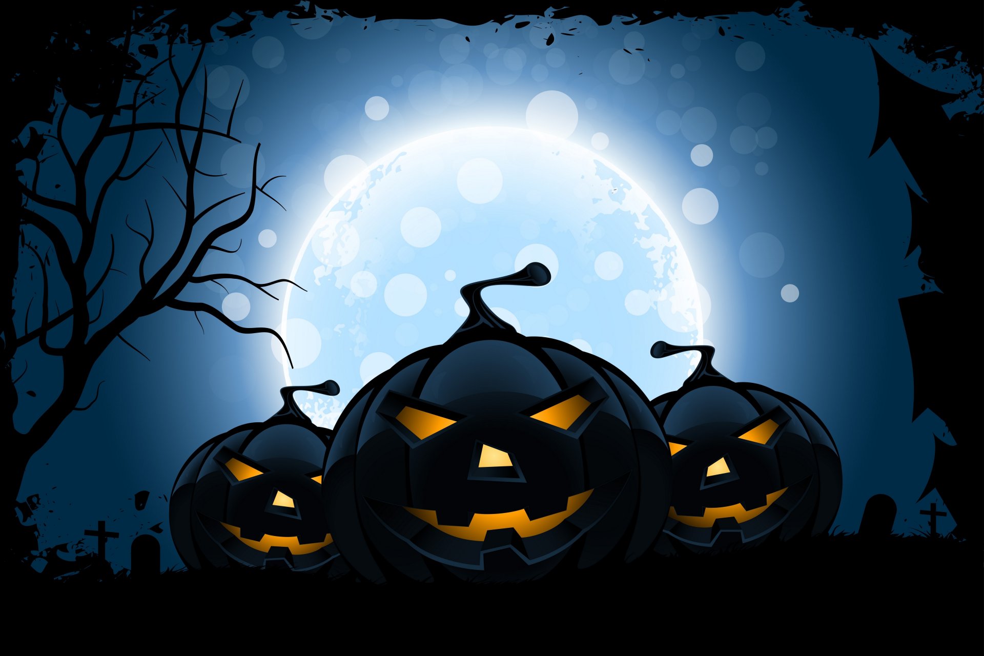 vacaciones halloween calabazas divertidas árbol luna sonrisa historias de terror vacaciones de terror
