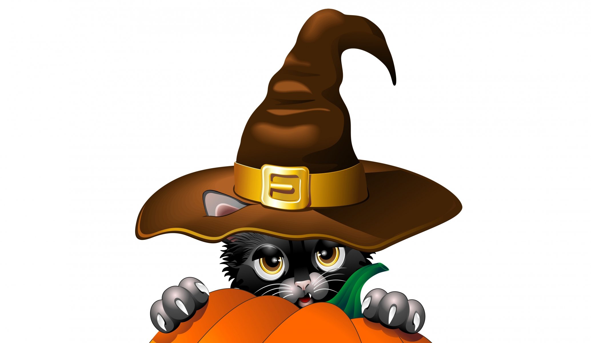 halloween vacanza zucca sguardo gatto nero artigli orecchie cappello vettore