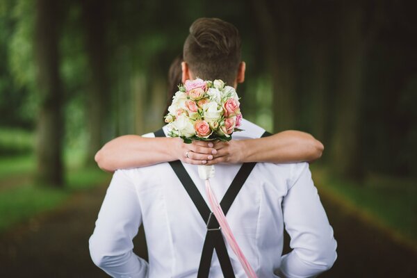 Photo inhabituelle d un bouquet de mariage