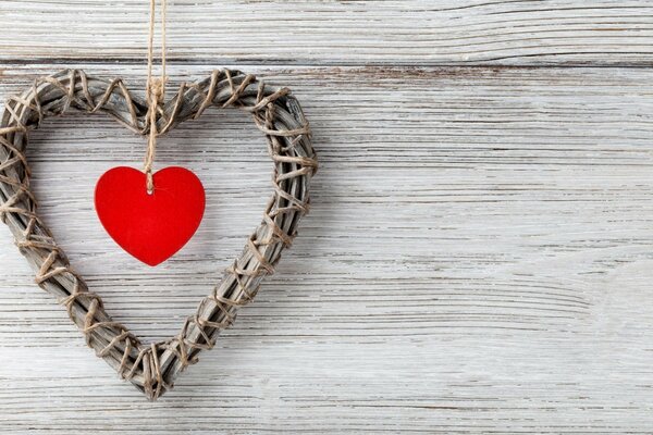 Delicate wallpaper on the desktop heart wicker