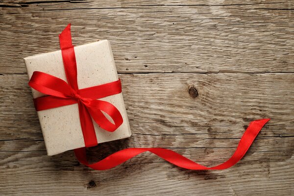 White box with red bow