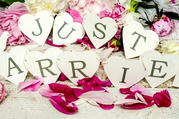 Beautiful garland of letters with flowers
