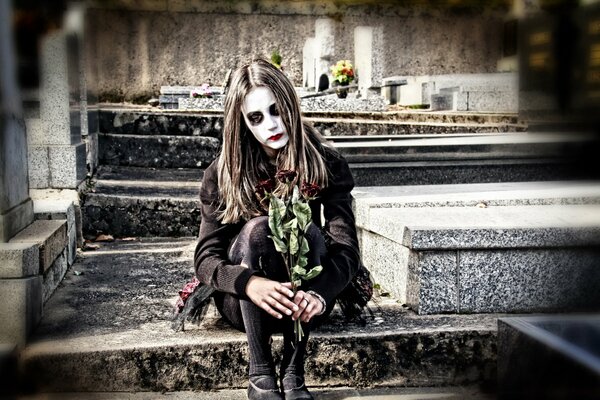 Ragazza nel trucco di Halloween