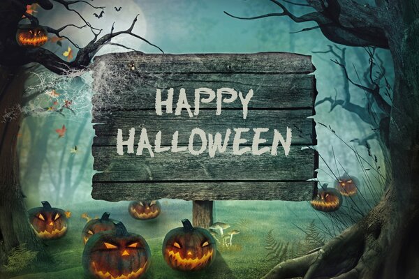 Congratulations on Halloween. carved pumpkins