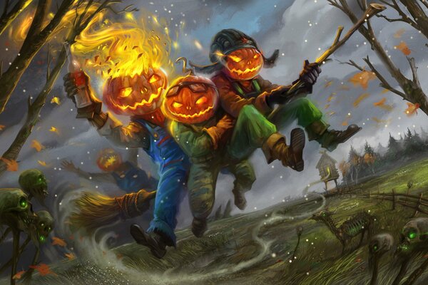 Wrogie dynie na obchodach Halloween