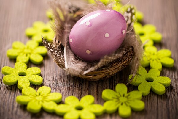 Easter egg in a handmade nest