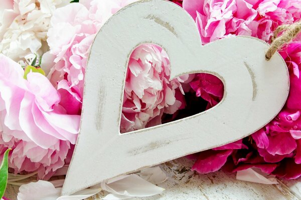 Beautiful heart on flowers