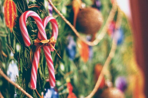 Neujahrs-Lutscher. Symbol für Weihnachten