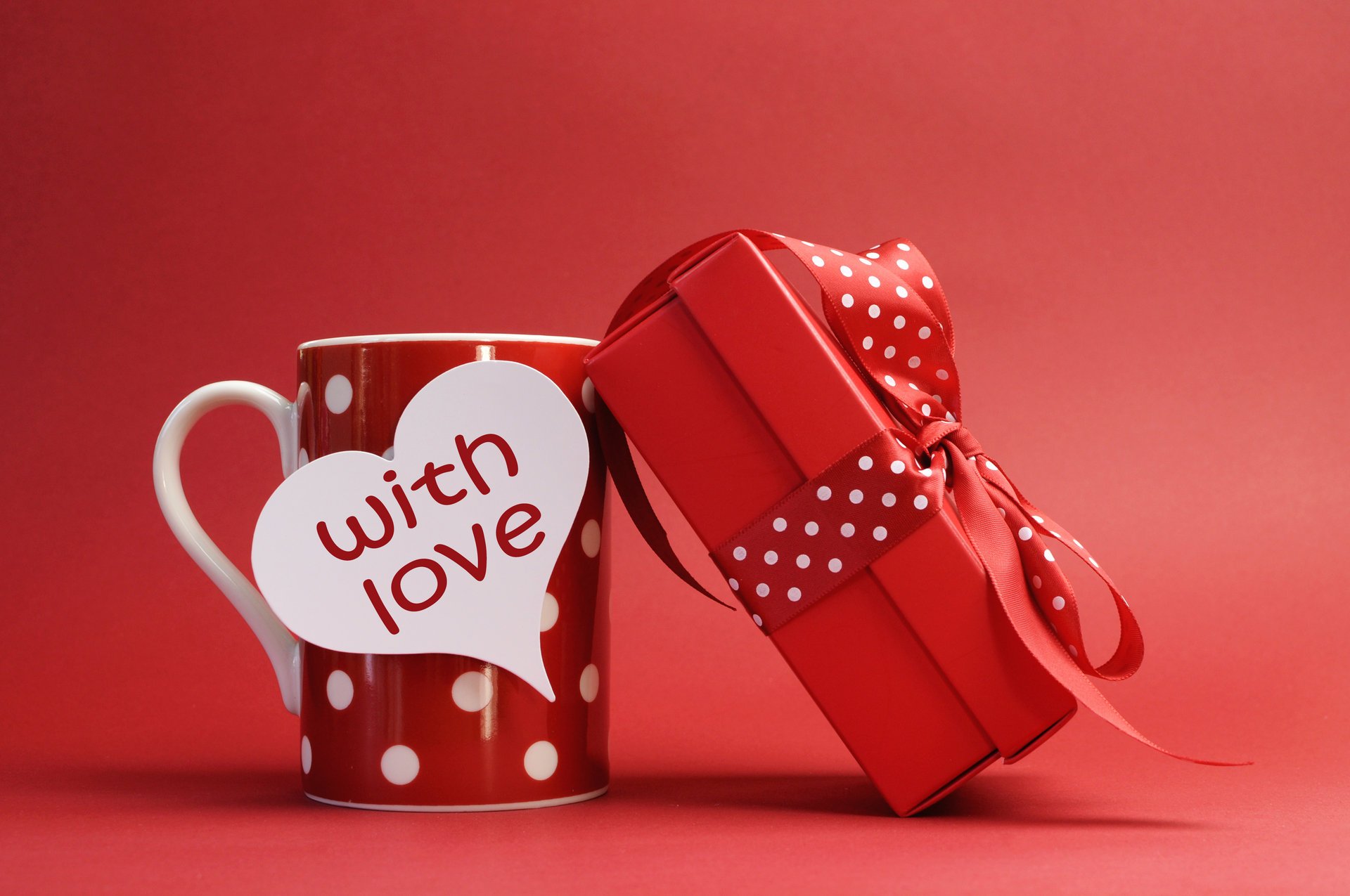 vacances jour de l amour tasse rouge note cadeau ruban arc