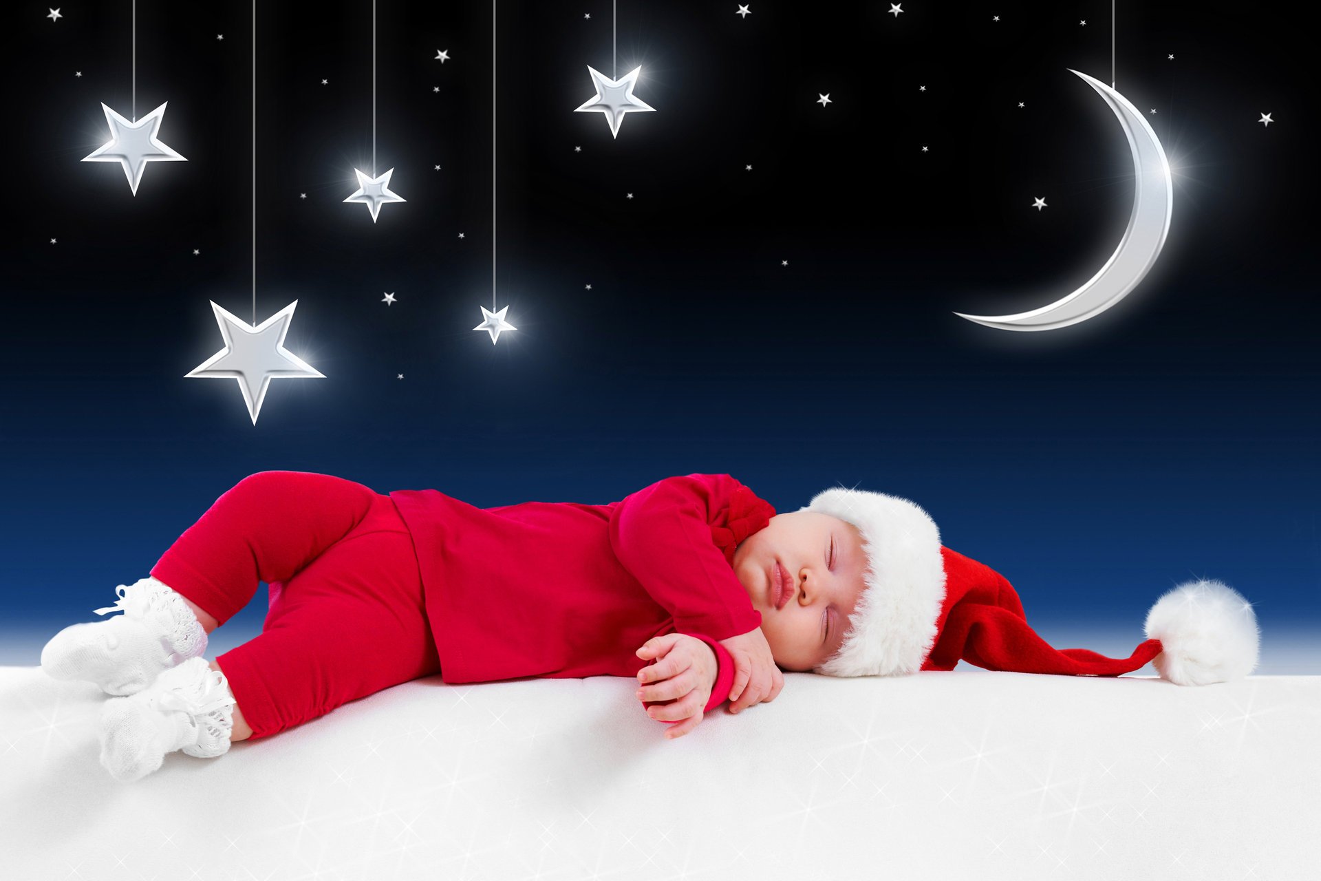 new year merry christmas funny sleeping baby baby little santa claus clothes costume fairy tales night moon stars merry christmas funny sleeping baby baby kids little santa claus costumes fabulous night w