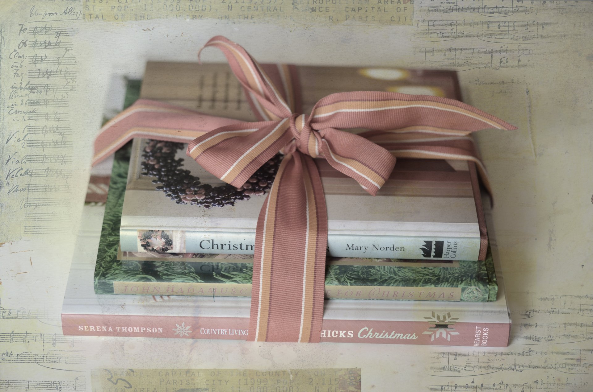 books belt bow present new year background texture