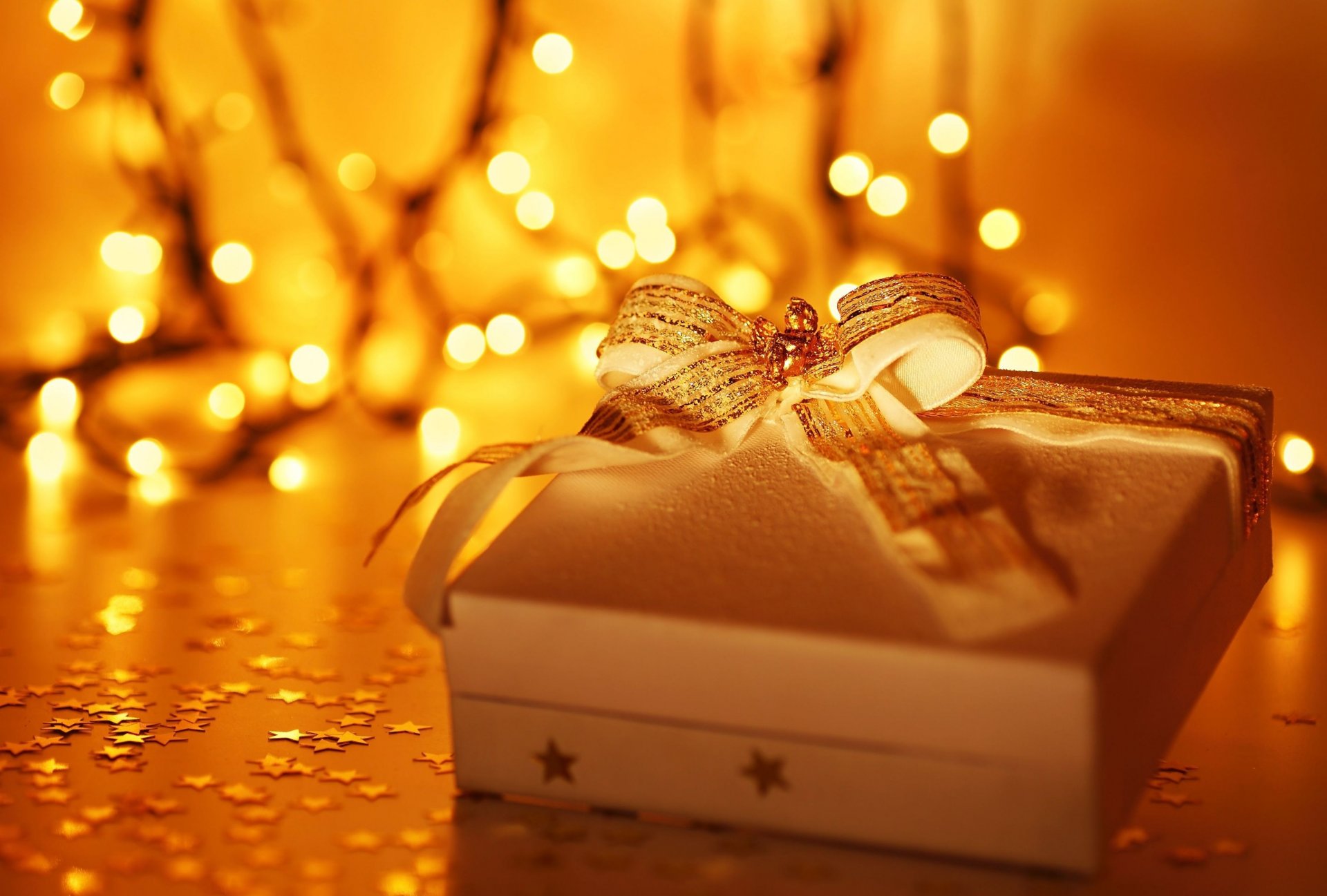 holiday present box new year christmas belt star stars bokeh blur chrismas wallpaper widescreen full screen hd wallpapers background