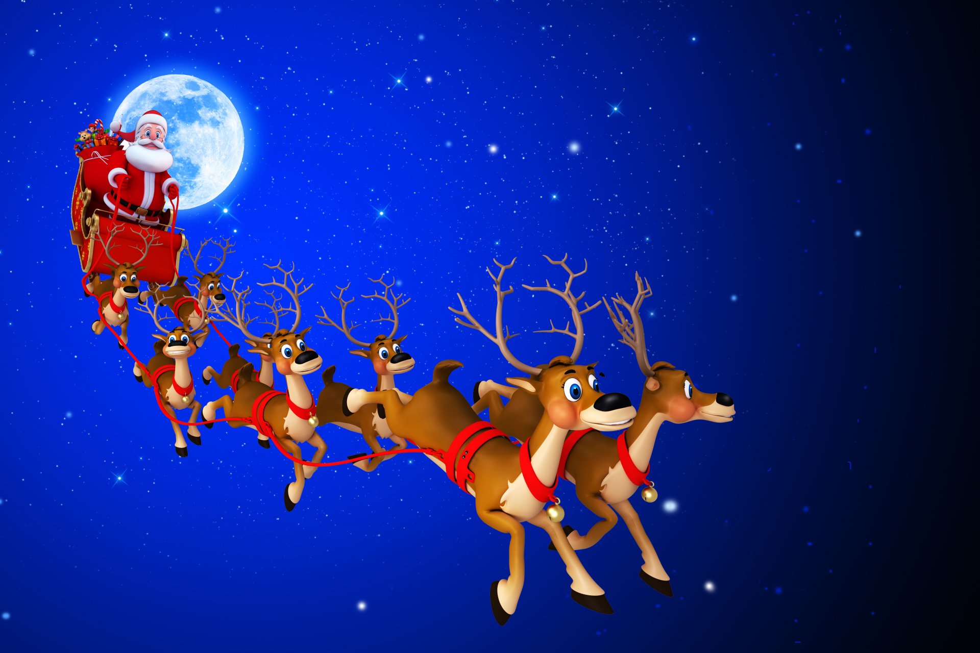 new year merry christmas sleigh reindeer full moon stars sky santa claus is coming gifts 3d christmas spirit merry christmas santa s sleigh reindeer santa claus is coming