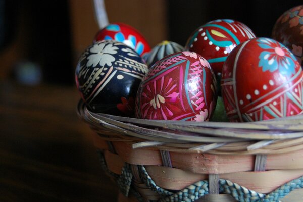 Easter eggs in a wicker basket