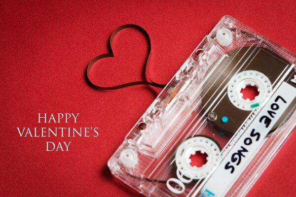 Funny nostalgic picture for Valentine s Day, with a vintage audio cassette