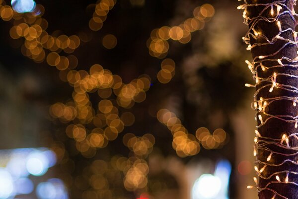 Glitter from Christmas lights in the window