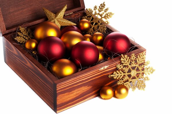 Christmas box with Christmas decorations