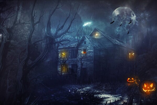 Halloween opuszczony ponury dom